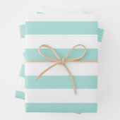 Türkis und weiß, breit, horizontal gestreift geschenkpapier set (Beispiel)