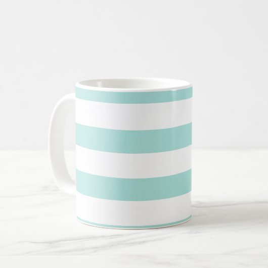 Türkis und weiß, breit, horizontal gestreift kaffeetasse (Vorderseite Links)