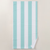Türkis und weiß, breit, horizontal gestreift strandtuch (Vorderseite)
