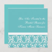 Türkis und Weiß Einladung (Vorne/Hinten)