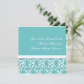 Türkis und Weiß Einladung (Stehend Vorderseite)