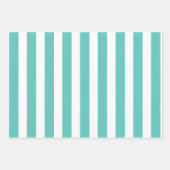 Türkis und weiß gestreift geschenkpapier set (Vorderseite 3)