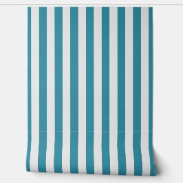 Türkis und weiß gestreifter Streifen Tapete