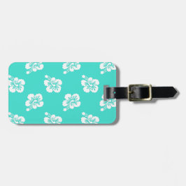 Türkis und Weiß Hibiskus Blumenmuster Gepäckanhänger