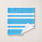 Türkis und Weiß Streifen Badhandtuch Set (Waschlappen)
