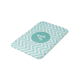 Türkis und weiß Zickzack mit Monogramm Badematte