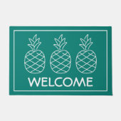 Türkis und Weiße Ananas Personalisiert Fußmatte (Vorderseite)