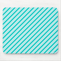 Türkis und weiße Diagonalstreifen Mousepad