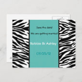 Türkis und Zebra Streifen Save the Date Postkarte (Vorne/Hinten)