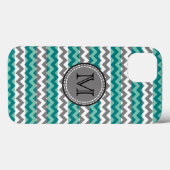 Türkis und Zickzack Zigzag Monogramm Case-Mate iPhone Hülle (Rückseite (Horizontal))