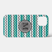Türkis und Zickzack Zigzag Monogramm Case-Mate iPhone Hülle (Rückseite (Horizontal))