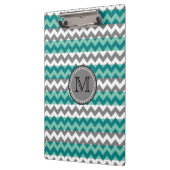 Türkis und Zickzack Zigzag Monogramm Klemmbrett (Links)