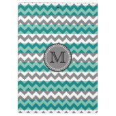 Türkis und Zickzack Zigzag Monogramm Klemmbrett (Rückseite)