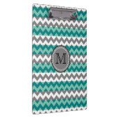 Türkis und Zickzack Zigzag Monogramm Klemmbrett (Rechts)