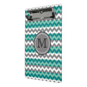 Türkis und Zickzack Zigzag Monogramm Mini Klemmbrett (Gewinkelt2)