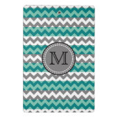 Türkis und Zickzack Zigzag Monogramm Mini Klemmbrett (Rückseite)