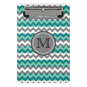 Türkis und Zickzack Zigzag Monogramm Mini Klemmbrett