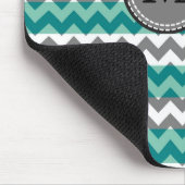 Türkis und Zickzack Zigzag Monogramm Mousepad (Ecke)