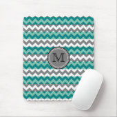 Türkis und Zickzack Zigzag Monogramm Mousepad (Mit Mouse)