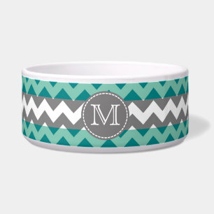Türkis und Zickzack Zigzag Monogramm Napf