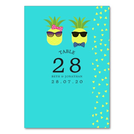 Türkis- und Zitronensommer-Tischnummer Tischnummer (Vorderseite)