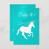Türkis Unicorn Hochzeitsempfangskarte Einladung (Vorne/Hinten)