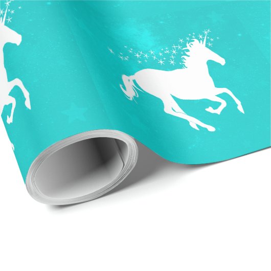 Türkis Unicorn Hochzeitszwickpapier Geschenkpapier (Rolleneckpunkt)