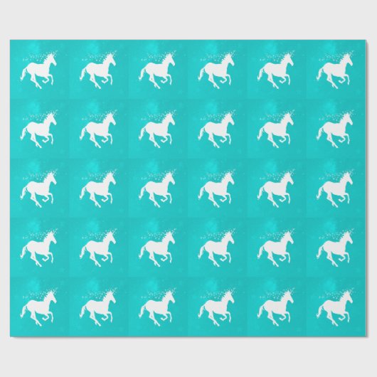 Türkis Unicorn Hochzeitszwickpapier Geschenkpapier (Flach)