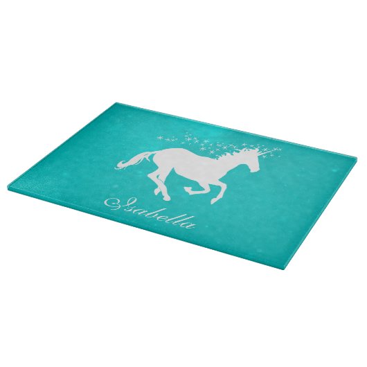 Türkis Unicorn Personalisiert Cutting Board Schneidebrett (Ecke)