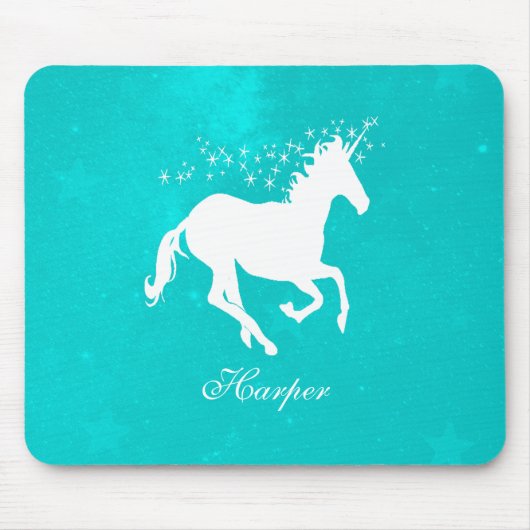 Türkis Unicorn Personalisiert Mouse Pad Mousepad (Vorne)