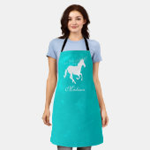 Türkis Unicorn Personalisierte Schürze (Getragen)