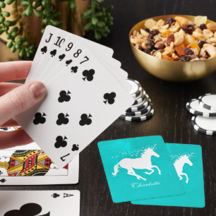 Türkis Unicorn Personalisierte Spielkarten