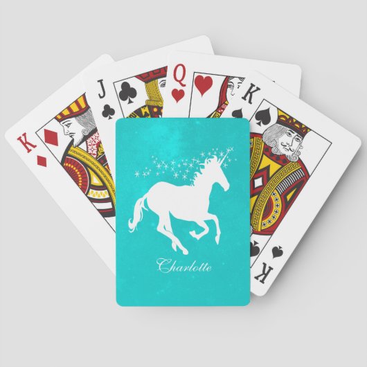 Türkis Unicorn Personalisierte Spielkarten (Rückseite)