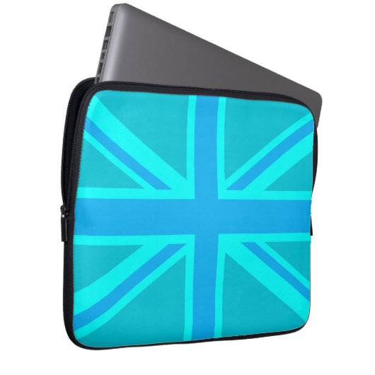 Türkis Union Jack British Flag Laptopschutzhülle (Vorne Rechts)