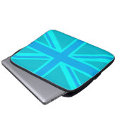 Türkis Union Jack British Flag Laptopschutzhülle (Vorne Knopf)