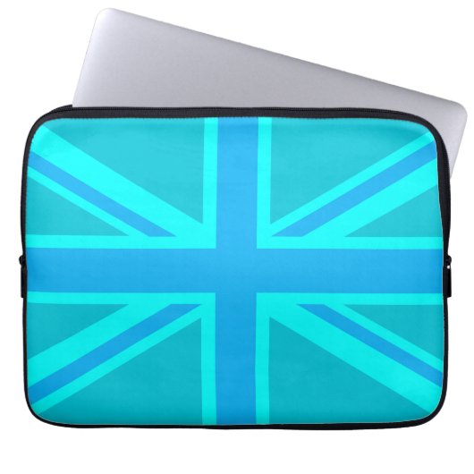 Türkis Union Jack British Flag Laptopschutzhülle (Vorderseite)