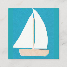 Türkis-Visitenkarte mit Segelboot Quadratische Visitenkarte