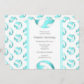 Türkis-Volleyball-Muster Mädchen Geburtstag Einladung (Vorne/Hinten)