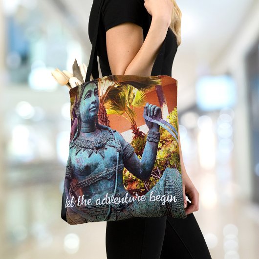 Türkis Warrior Statue Foto Lass Adventure Begin Tasche