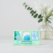 Türkis Wasserfarbe Abstrakt Ihre Fotos Visitenkarte (Stehend Vorderseite)