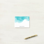 Türkis Wasserfarbe Personalisiert Post-it Klebezettel (Auf Schreibtisch)