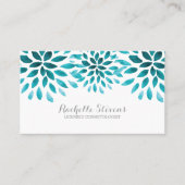 Türkis Watercolor Chrysanthema Visitenkarte (Vorderseite)