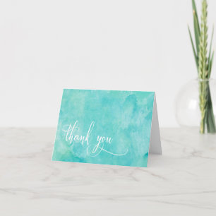 Türkis Watercolor Elegante Typografie Vielen Dank Dankeskarte