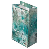 Türkis Watercolor Ephemera Kleine Geschenktüte (Rückseite Schrägansicht)