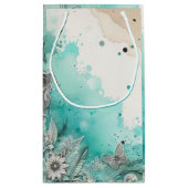 Türkis Watercolor Ephemera Kleine Geschenktüte (Rückseite)