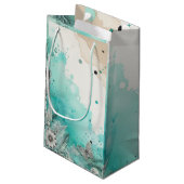 Türkis Watercolor Ephemera Kleine Geschenktüte (Rückseite Schrägansicht)
