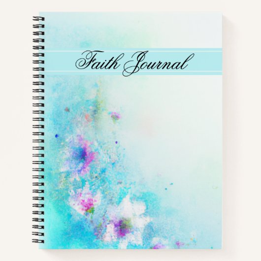 Türkis Watercolor Floral Faith Journal Notizblock (Vorderseite)