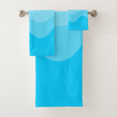 Türkis Wavey Stripe Modern Badhandtuch Set (Insitu)