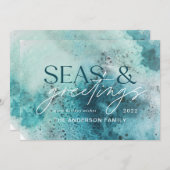 Türkis Weihnachtssee & Grüße Moderne Chic Feiertagskarte (Vorne/Hinten)