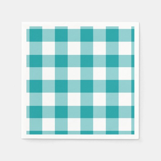 Türkis-Weiß-Gingham-Muster Serviette (Vorderseite)